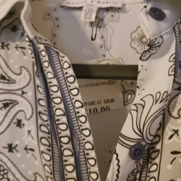 NWT flowy paisley print blouse button down. Blue - Picture 5 of 7